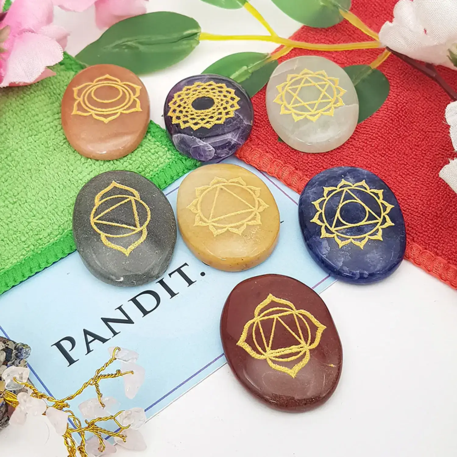 7 Chakra Reiki Symbol Healing Stones Set