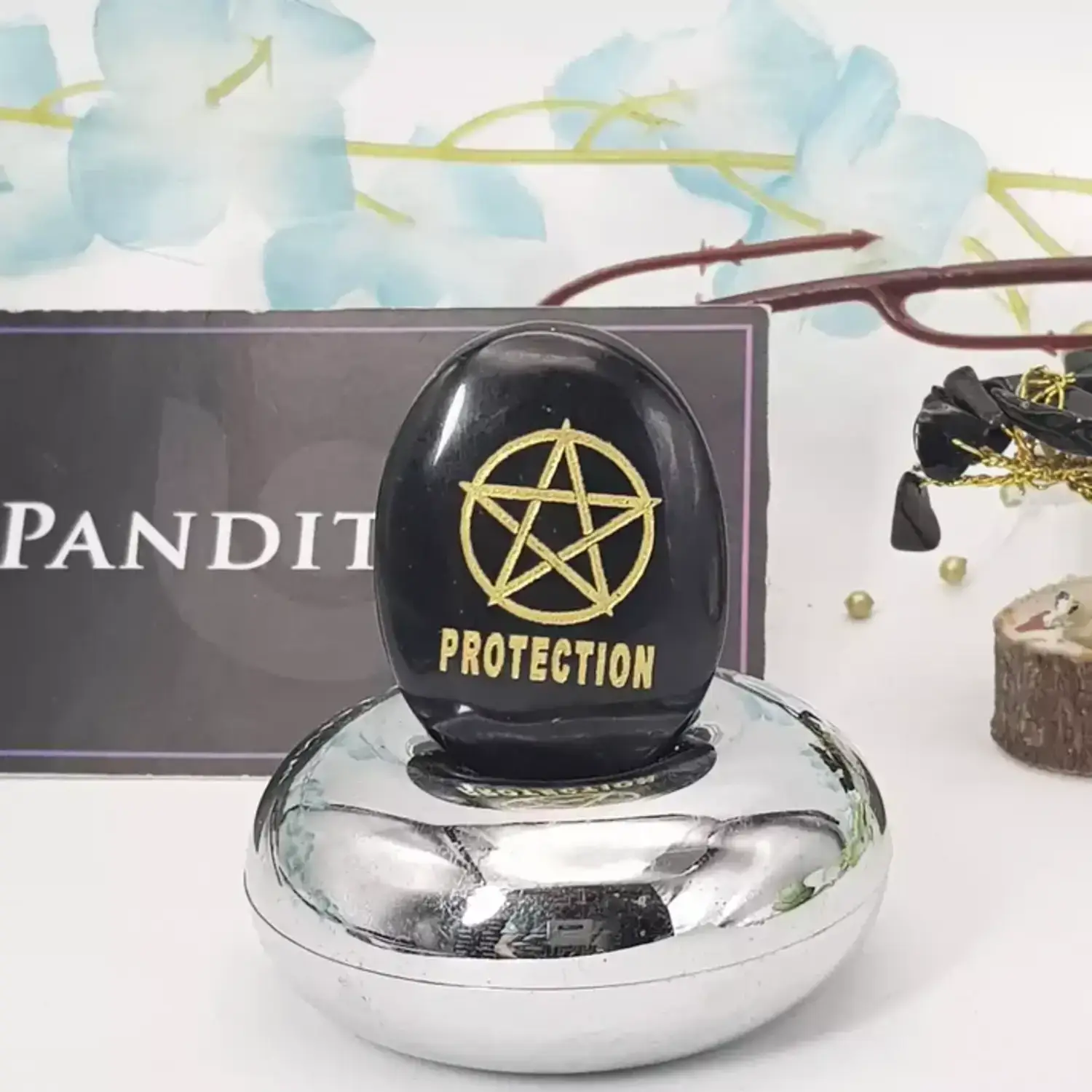 Black Agate Protection Coin
