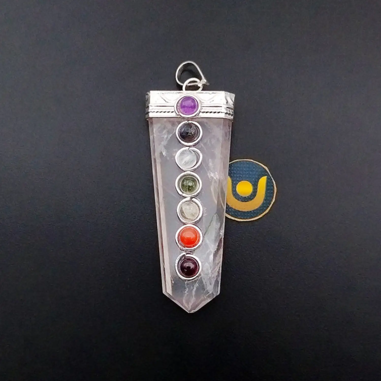 Rose Quartz 7 Chakra Pencil Pendant