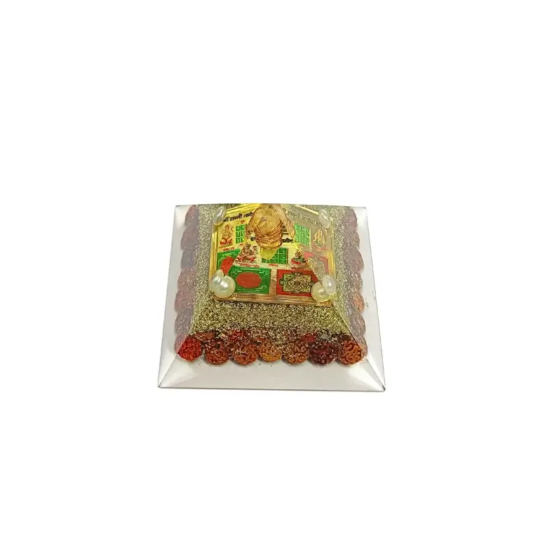 Shri Lakshmi Ganesh Pyramid Yantra with 5 Mukhi Rudraksha Beads
