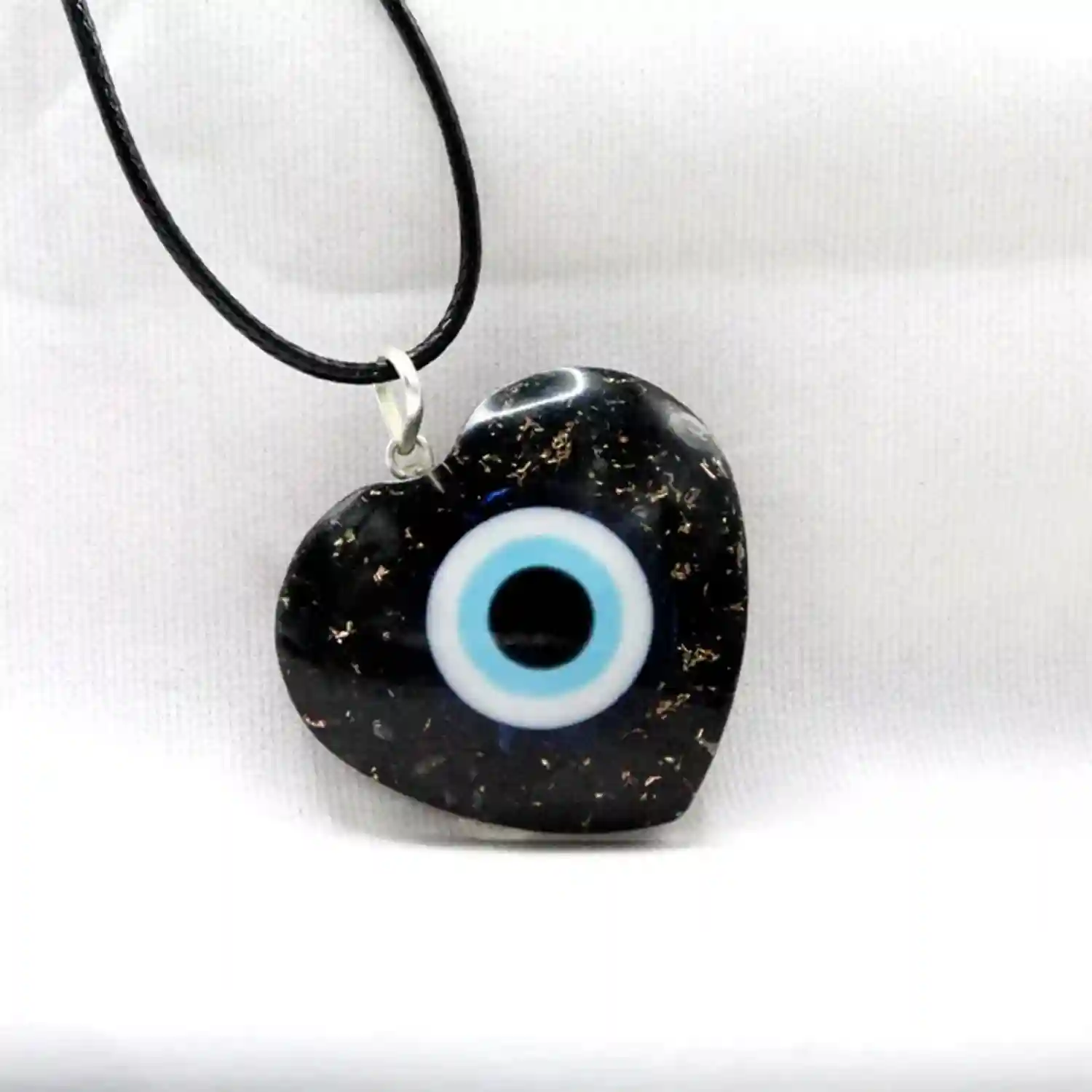 Shungite Evil Eye Heart Shaped Pendant