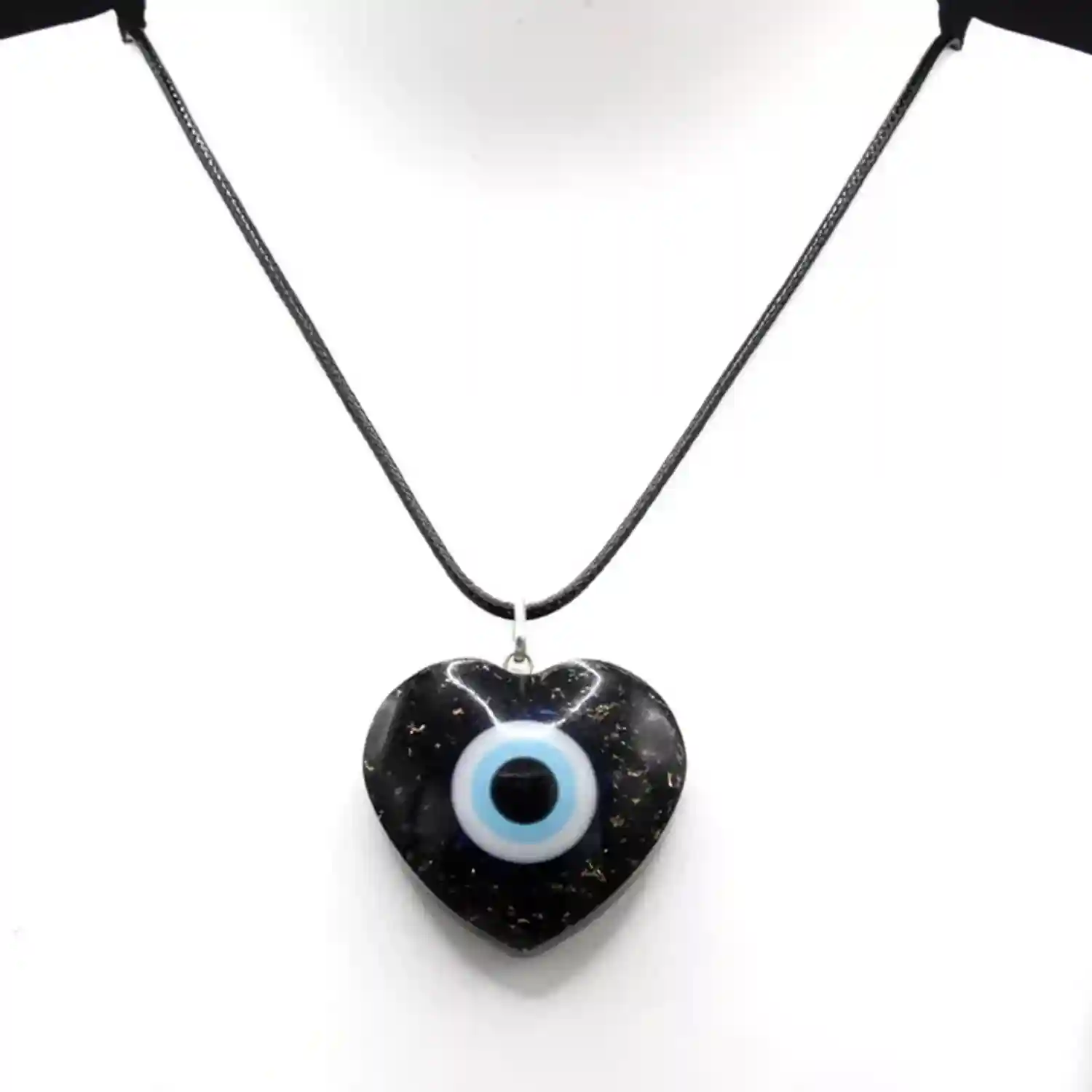 Shungite Evil Eye Heart Shaped Pendant