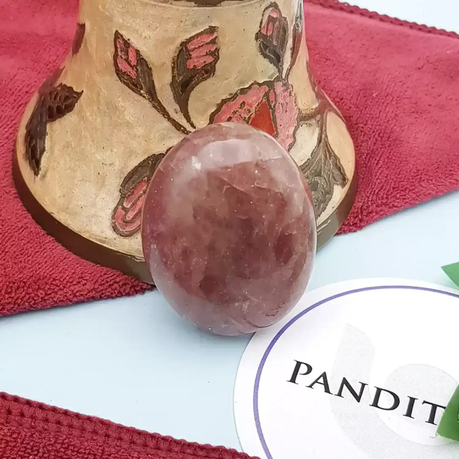 Strawberry Quartz Healing Crystal Palm Stone