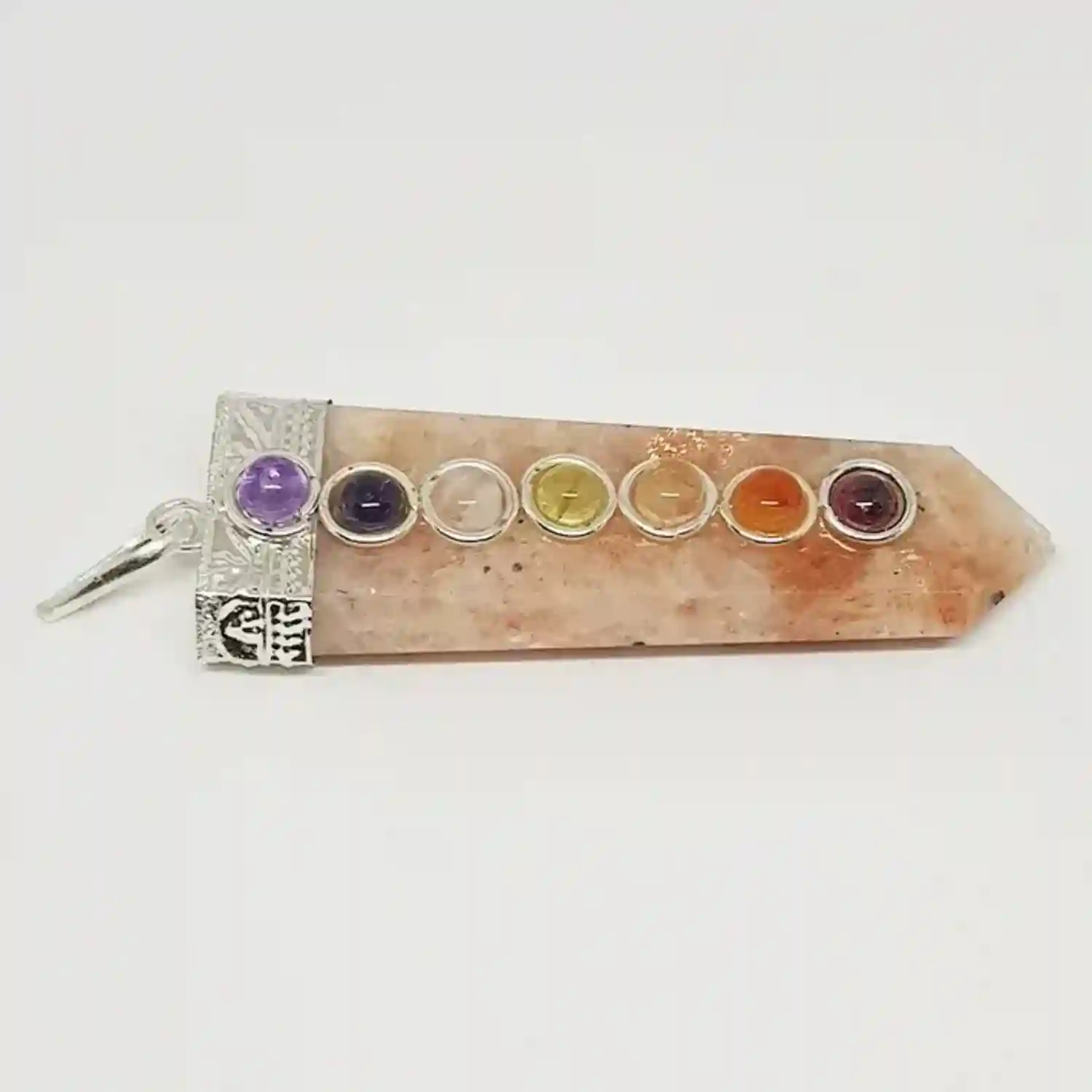 Sunstone 7 Chakra Pencil Pendant
