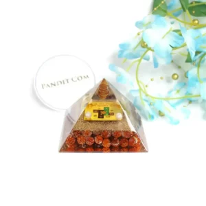 Vastu Dosh Nivaran Pyramid Yantra with 5 Mukhi Rudraksha Beads