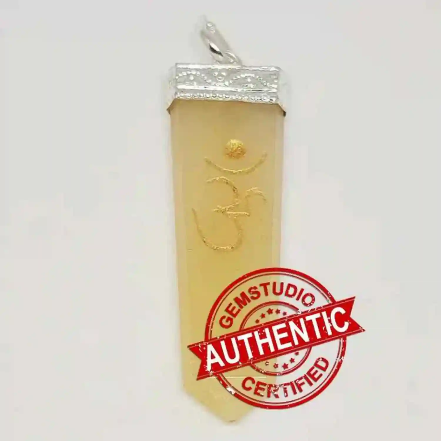 Yellow Aventurine Om Pencil Pendant